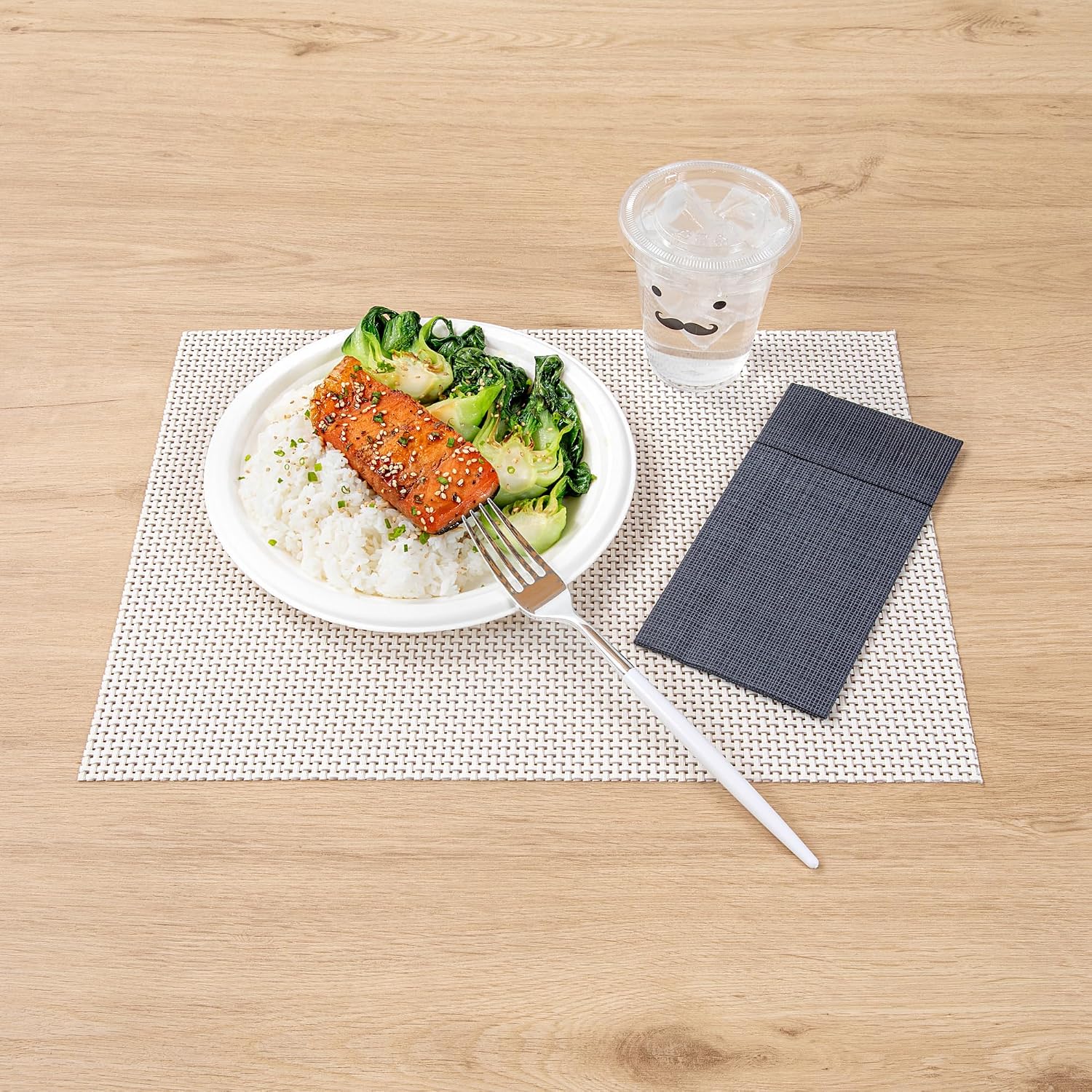 Restaurantware-Moderna 7.5 Inch Fancy Flatware, 50 Durable Plastic Flatware - With White Handle For Grip, Heavy-duty, Silver Plastic Forks, Easily Disposable Or Restaurants