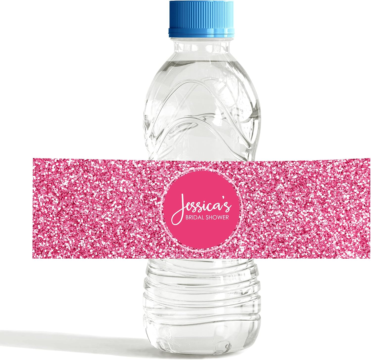 Darling Souvenir Pink Sequin Print, Personalized Water Bottle Labels for Bridal Shower - Easy to Use Party Supplies, Bridal Shower Collection Great for Your Celebrations- Pack of 32