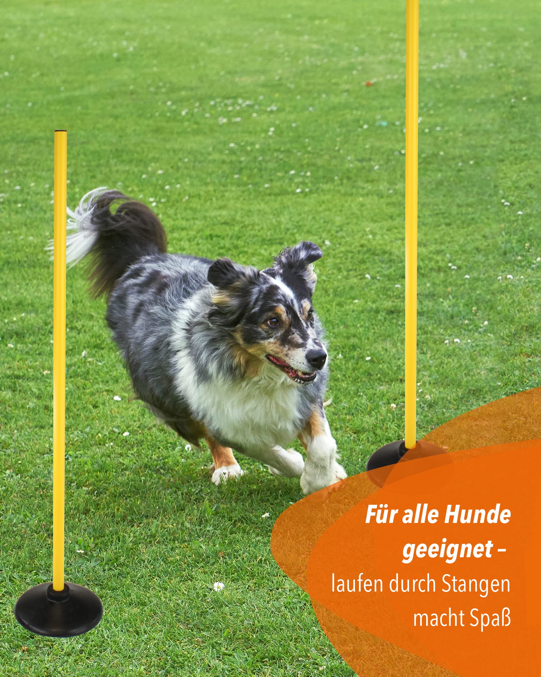 Lot de 4 pieds à disque combinés en caoutchouc plein et barre de 100 cm - Base en caoutchouc et barre d'entraînement pour slalom et entraînement de coordination - Pour football et sports