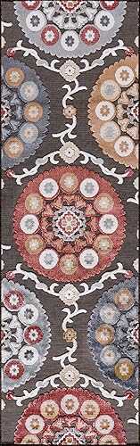 Miniatura 444 de CAMILSON Indoor Outdoor Rug 5x7 Bohemian Medallion Floral Area Rugs for Indoor and Outdoor Patios Easy-Cleaning Non-Shedding Living Room Garden and
