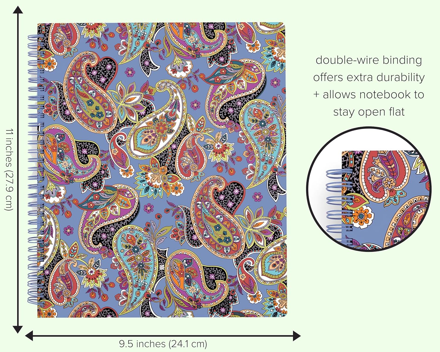 Vera Bradley Large Spiral Notebook, College Ruled Paper, 11" x 9.5" with Pocket and 160 Lined Pages, Provence Paisley
