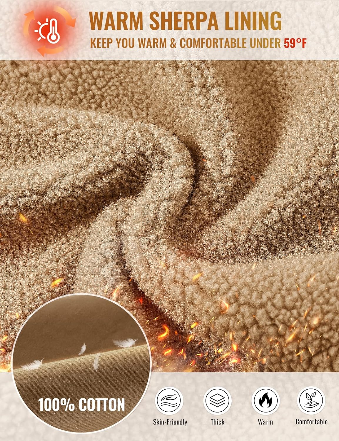 Rdruko Men's Winter Fleece Vest Outerwear Warm Sherpa Lined Cotton Full Zip Casual Work Vest - Image 4