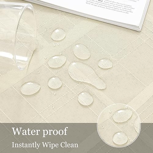 Miniatura 9 de Mantel rectangular impermeable y resistente a las manchas, estilo lino, estilo granja, lavable, decoración de imitación de tela para cocina, comedor