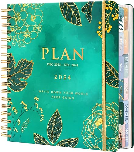 CAGIE Agenda semanal 2024 con espiral de tapa dura, planificador 2024, planificador semanal y mensual, planificador diario grande de 8.3 x 9.3