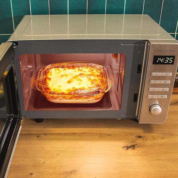 Cecotec Microwave 20L Proclean 5120 Flatbed. Stainless Steel 700W Power and Grill 800W, 8 Programs, LED Display, Mirrordoor Design, Ceramic Interior, 30 min Timer, 3Dwave Technology