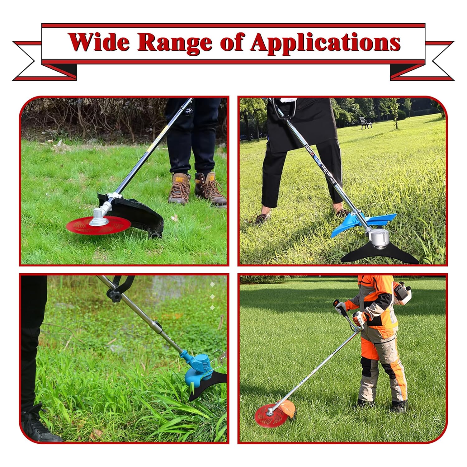 VIDICA 9" x 36 Teeth Carbide Tipped Blade & 10" x 3 Teeth Carbon Steel Brush Cutter Weed Eater Blades with Universal Weed Wacker Adapters, Compatible with Husqvarna, Stihl, Oregon and More