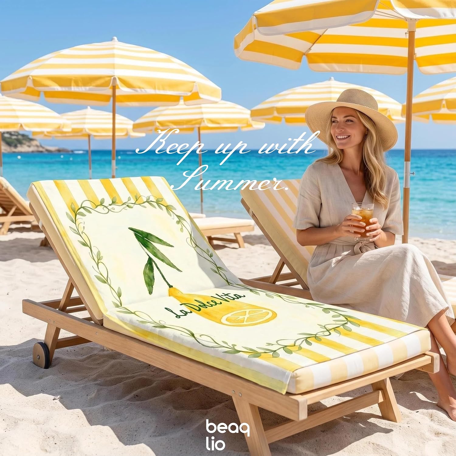 Microfiber Beach Towel, Double Print Lemon Towel, 71 * 36''