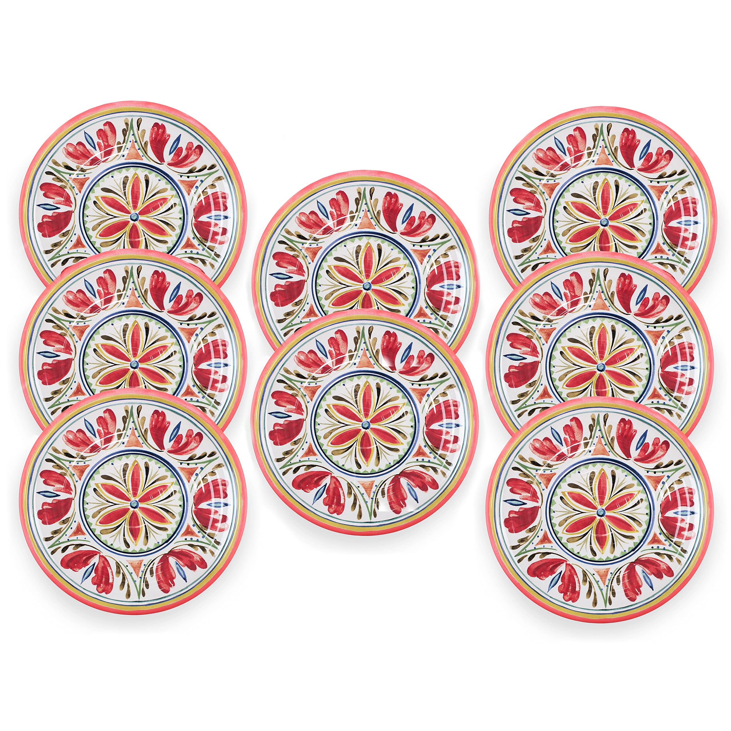 Purely Home Mediterranean - Outdoor/Camping/Picnic - Melamine/Plastic Dinner Plates (8)