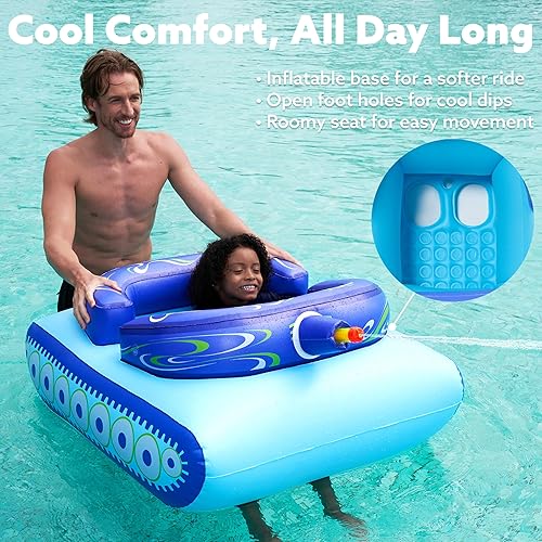 Miniatura 5 de SLOOSH Flotadores inflables de piscina para niños, flotadores de piscina con pistola de agua, juguetes de lucha de agua, diversión de batalla