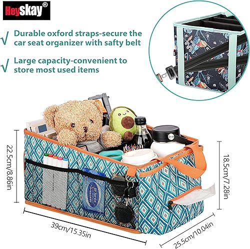 Miniatura 3 de HEYSKAY Organizador de asiento trasero de automóvil con caja de pañuelos organizador de asiento de pasajero, soporte para taza de café, soporte para