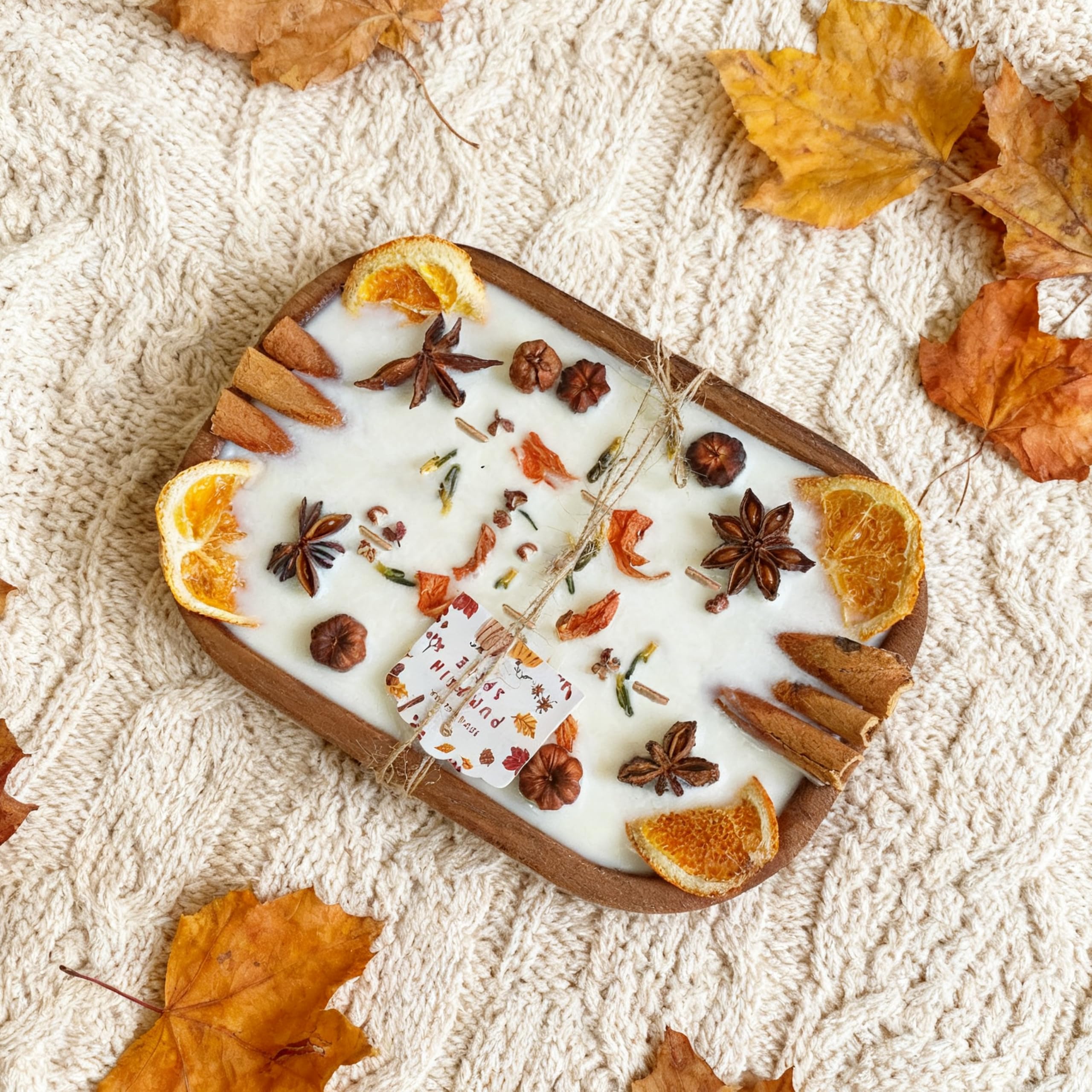 Njao Hoo, candela profumata in cera vegetale con olio essenziale, elimina gli odori, per casa rustica, regalo decorativo (3 stoppini, zucca)