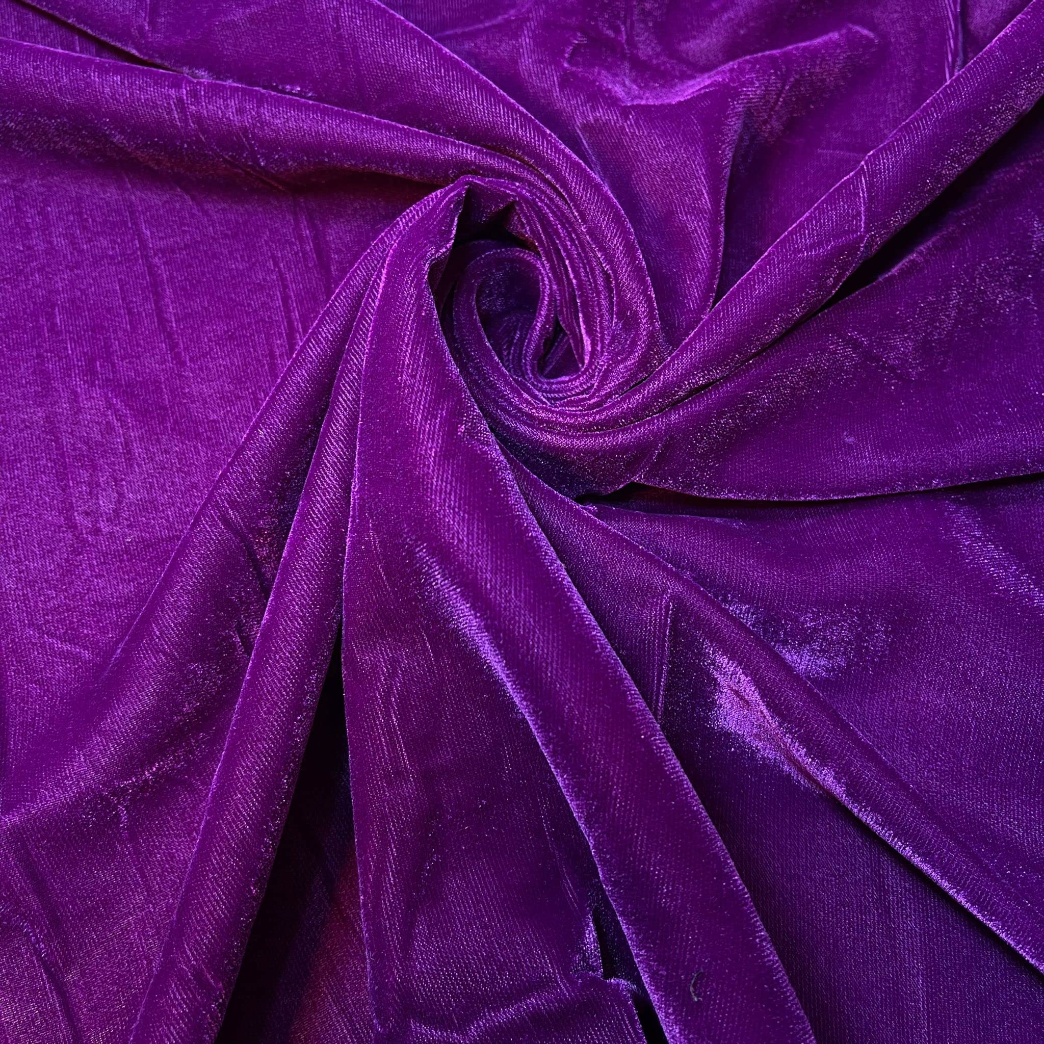 Three Crown Velvet Fabric Soft Strong Material - Home Decor, Curtains, Upholstery, Dress - 112cm Wide (Purple, 2 Meter)
