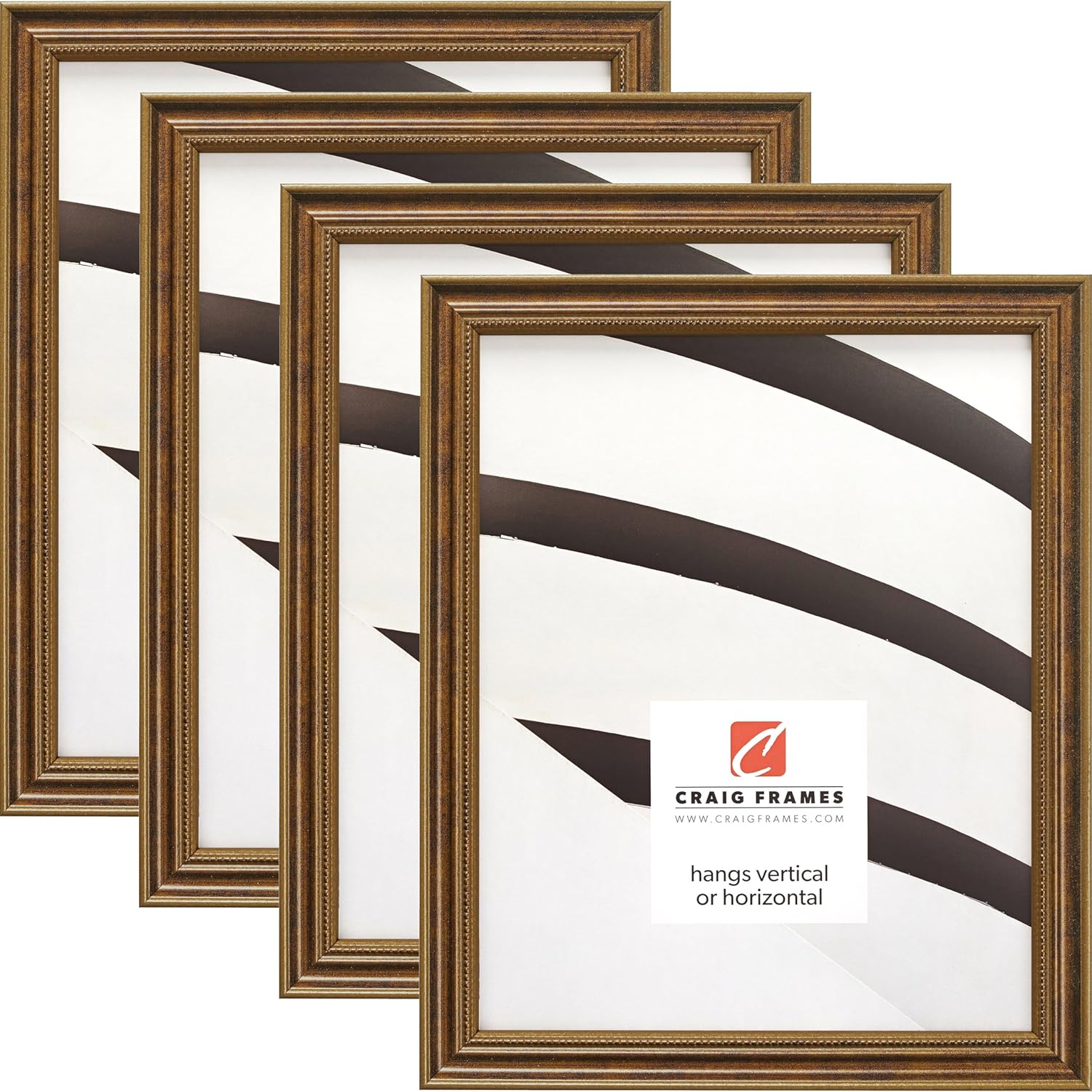 Craig Frames Stratton, 18x24 Bronze Picture Frame, Thin Ornate Wood, Dual Display Format, Set of 2