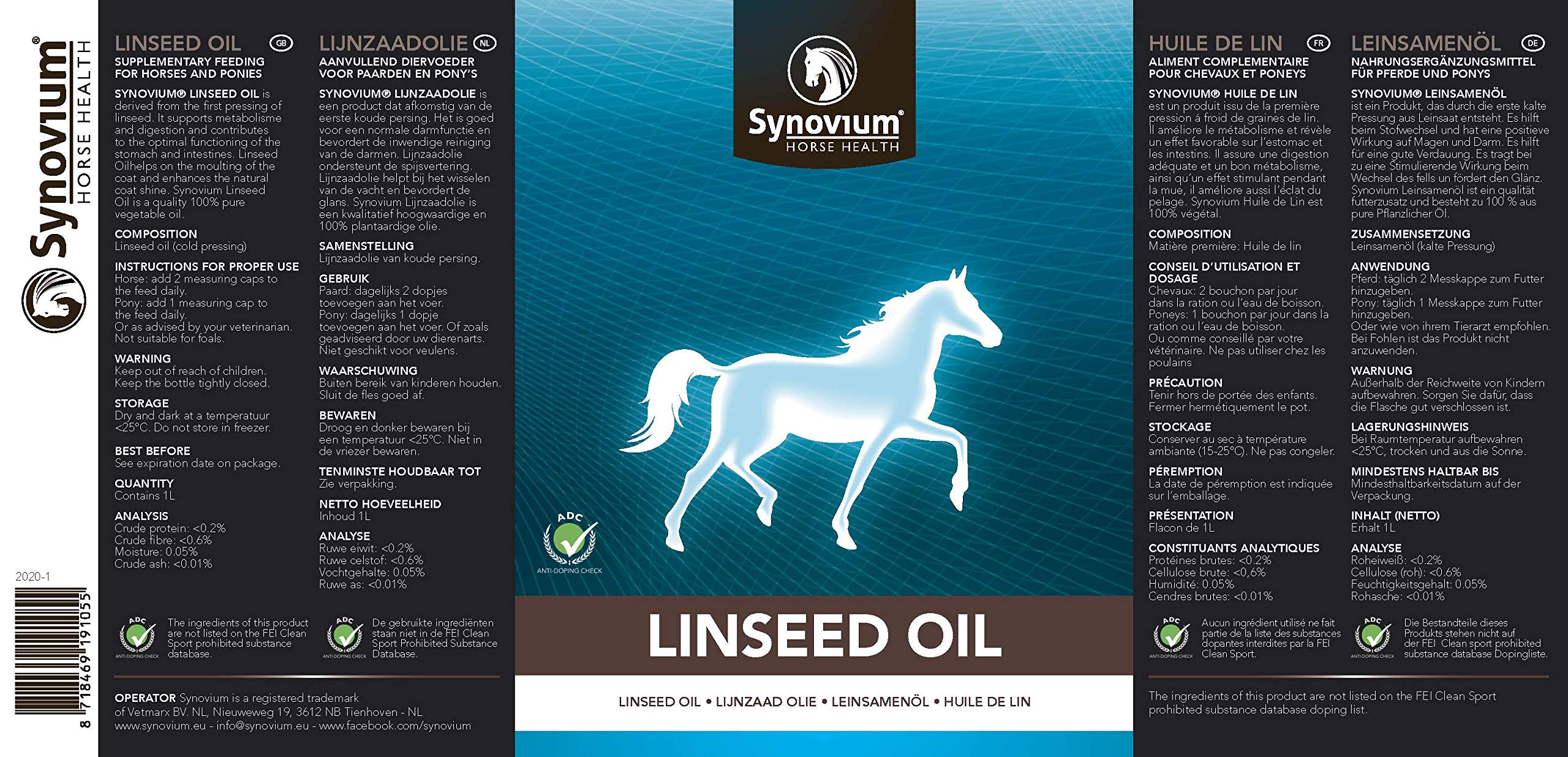 aceite de linaza sinovium - 5 l - Mejora el metabolismo y contribuye a un efecto positivo en el estómago y los intestinos.