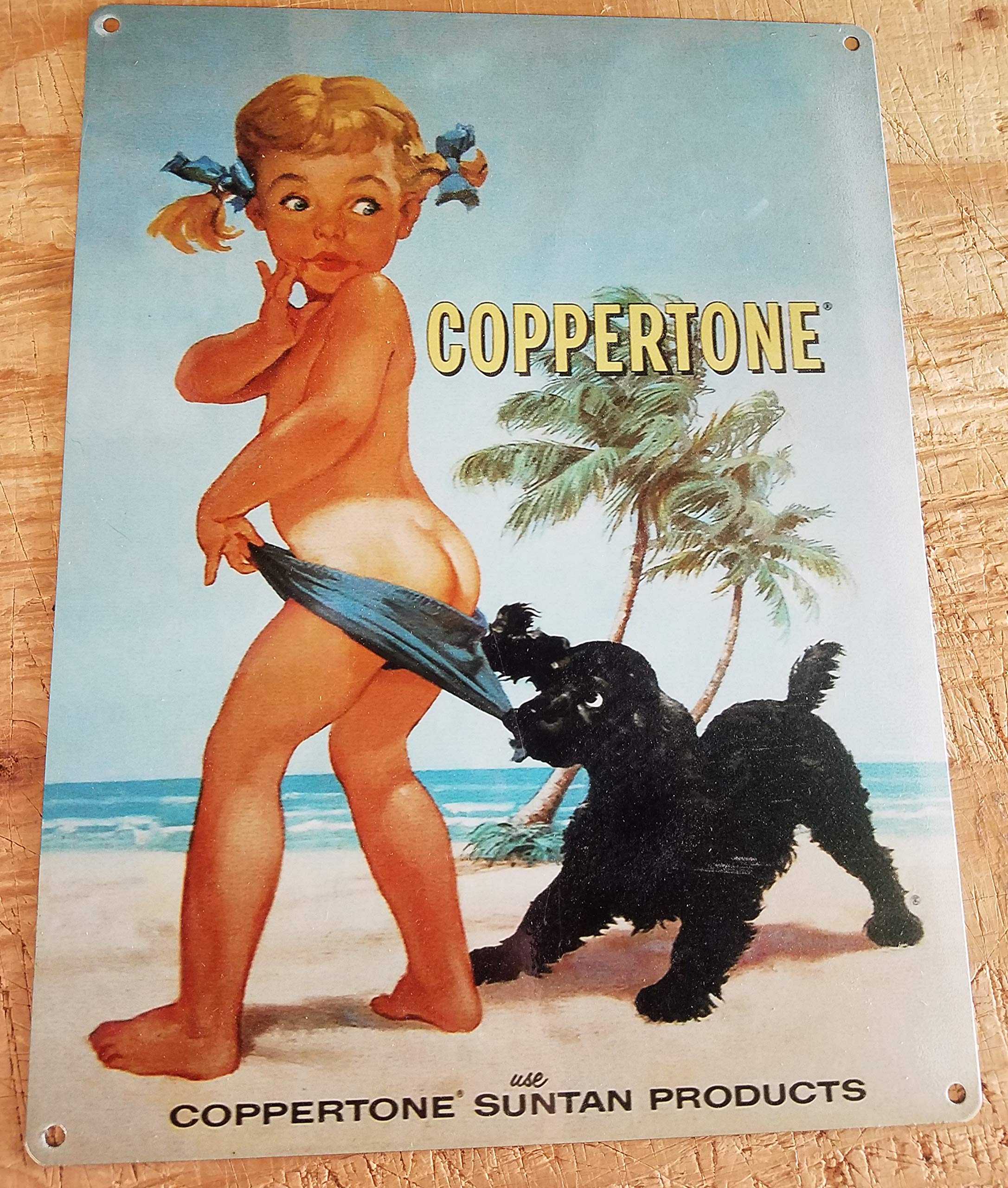 CAIRUO Girl on Beach Metal Sign Coastal Decor Wall Hanging Retro Fenway Wall Store Card Shop Tin Metal Sign 8X12 Inches