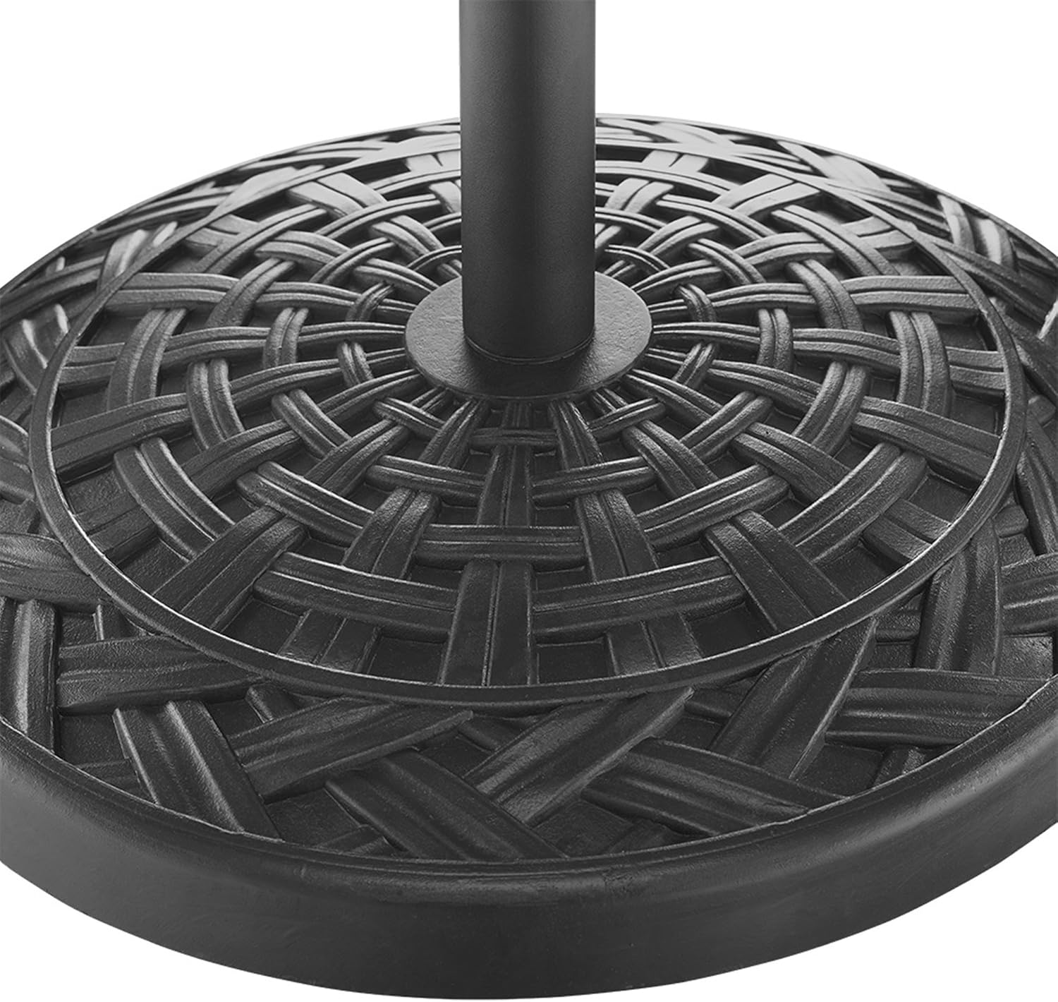 Walker Edison Marcus Classic Polyresin Round Umbrella Stand with Metal Cross Weave Design, 18 Inch, Black