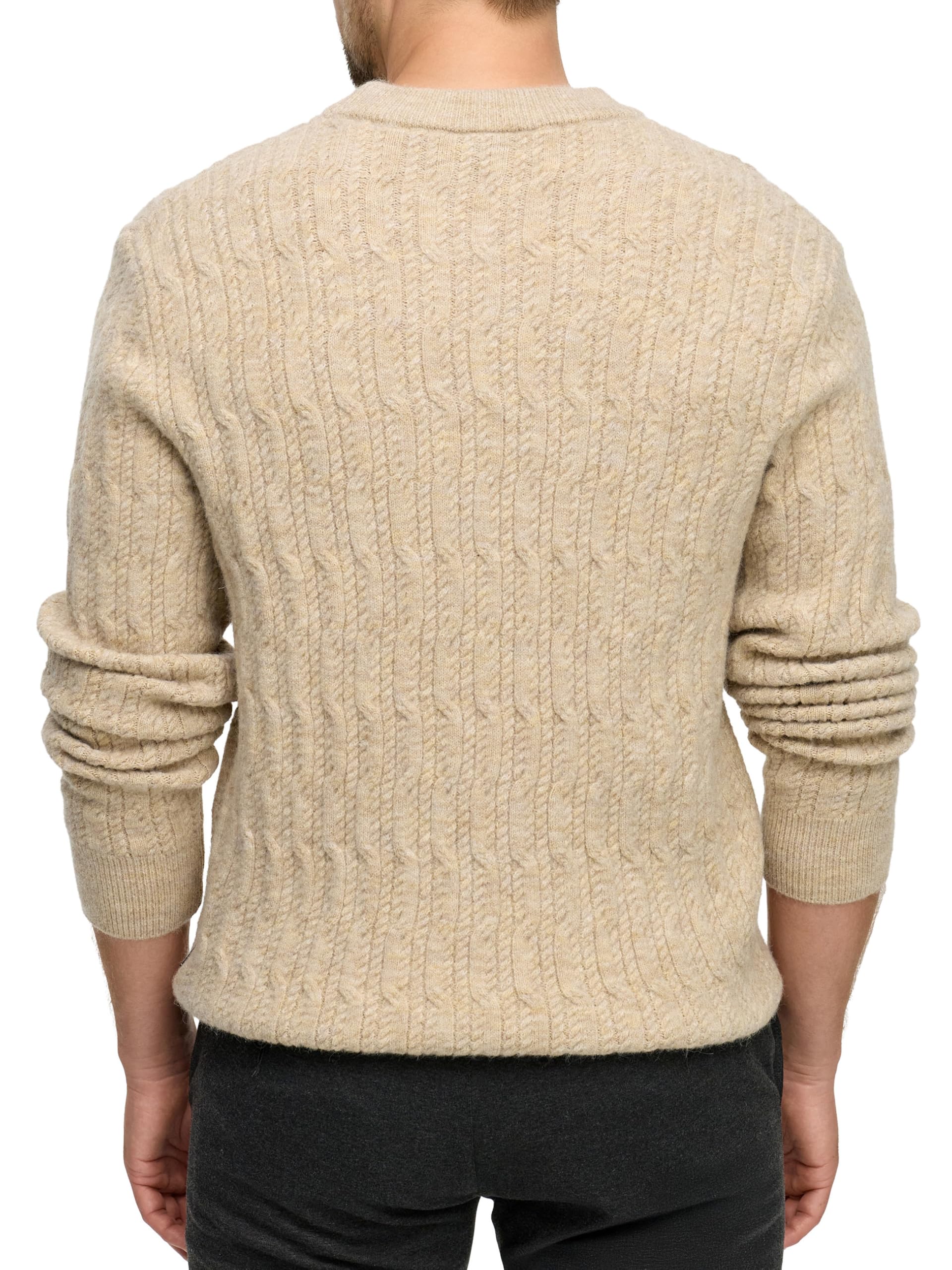 JEFF JFMicah - Jersey de punto clásico para hombre con cuello redondo y cuello redondo, jersey de punto fino para hombre