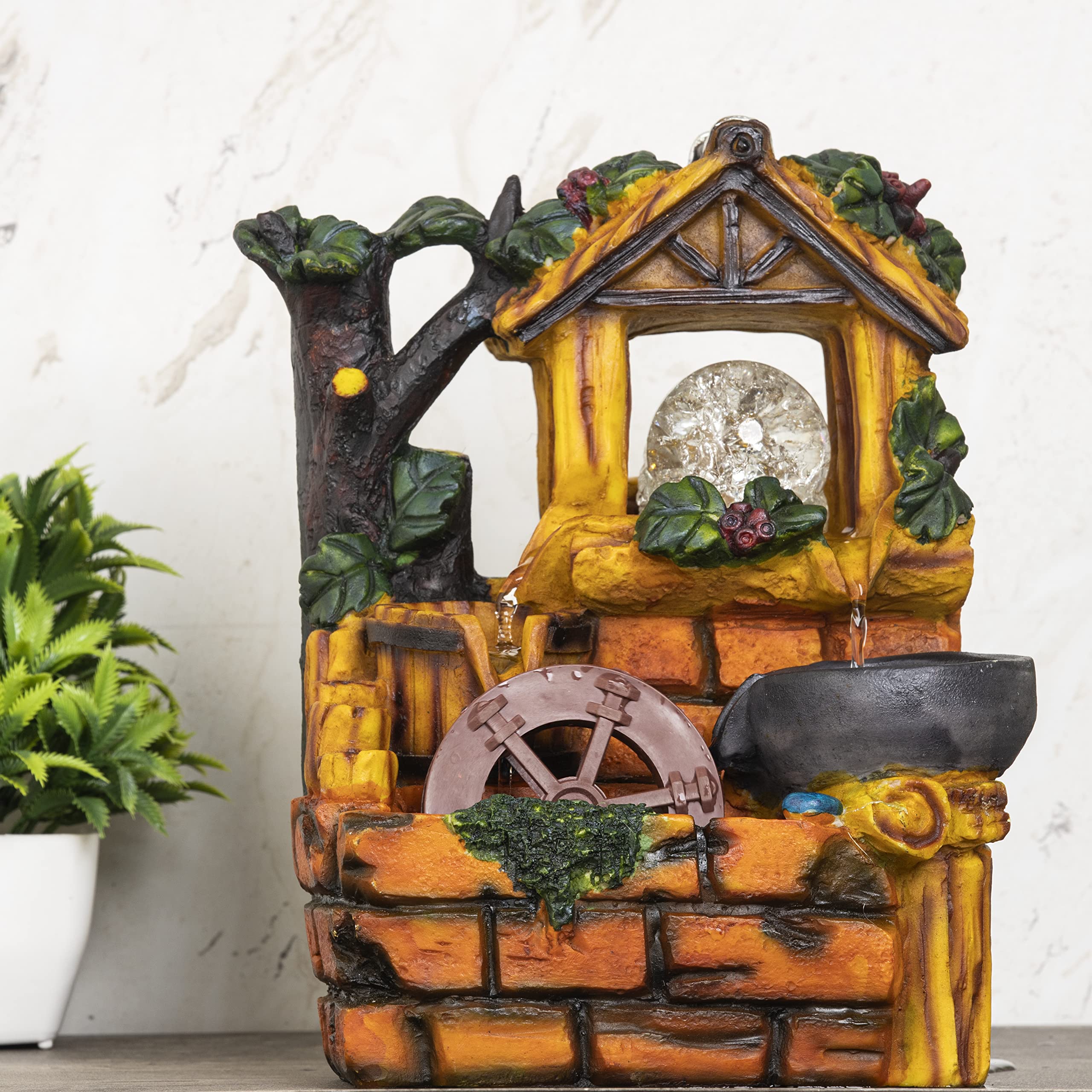 Global Grabbers Polyresin Table Top Indoor Outdoor Water Fall Fountain with LED Lights Home Decor Decoration Gift Gifting Items-NAT_MULTI-BL-FN4-(000)-image-16
