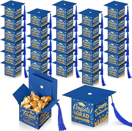 TaoBary 30 Pcs Graduation Cap Candy Box with Tassel Graduation Party Favors