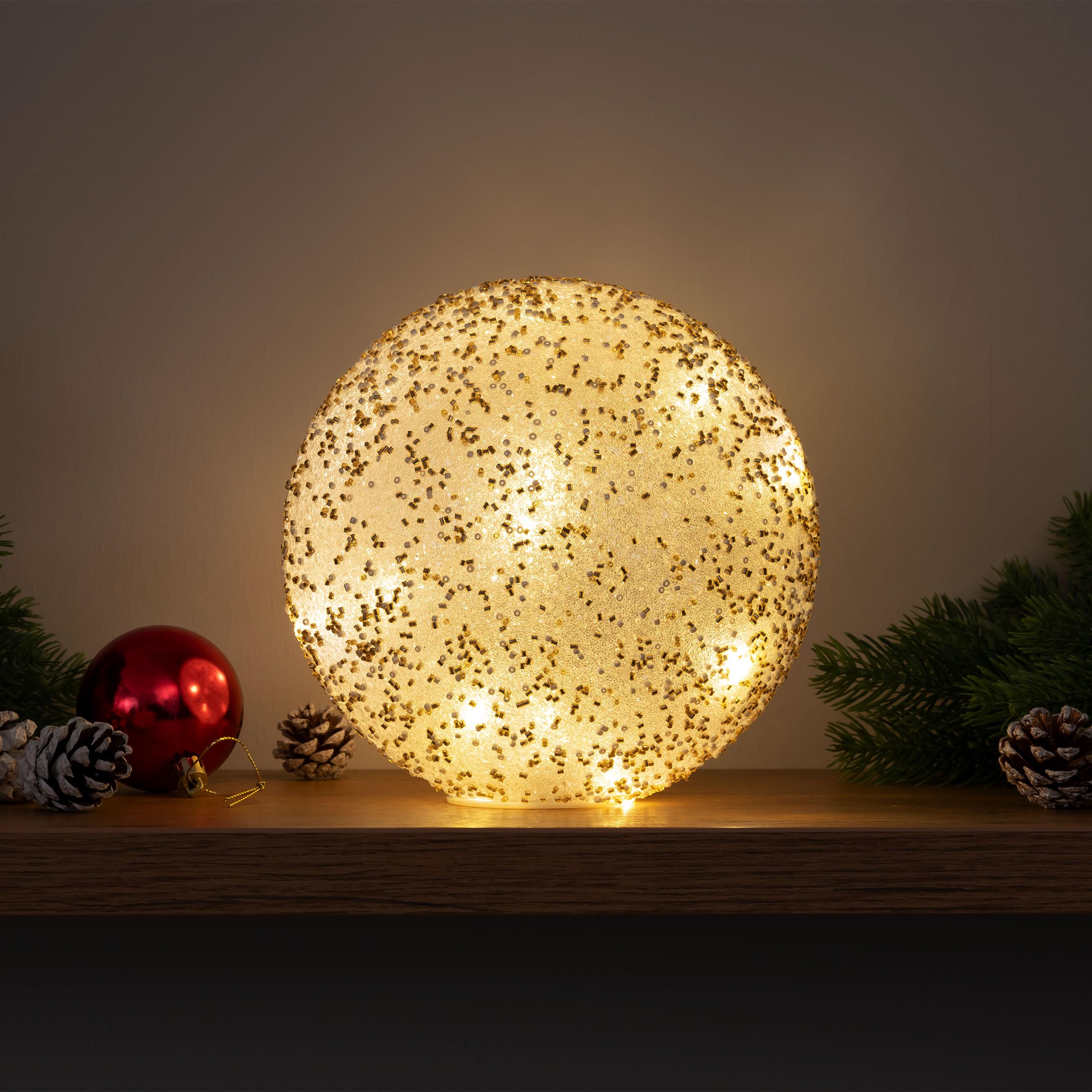 LED Deko Kugel aus Glas mit Draht-Lichterkette als Beleuchtung zum Hängen oder Hinstellen | ideal zu Weihnachten | batteriebetrieben | Verschiedene Modelle (zum Hinstellen mit Timer
