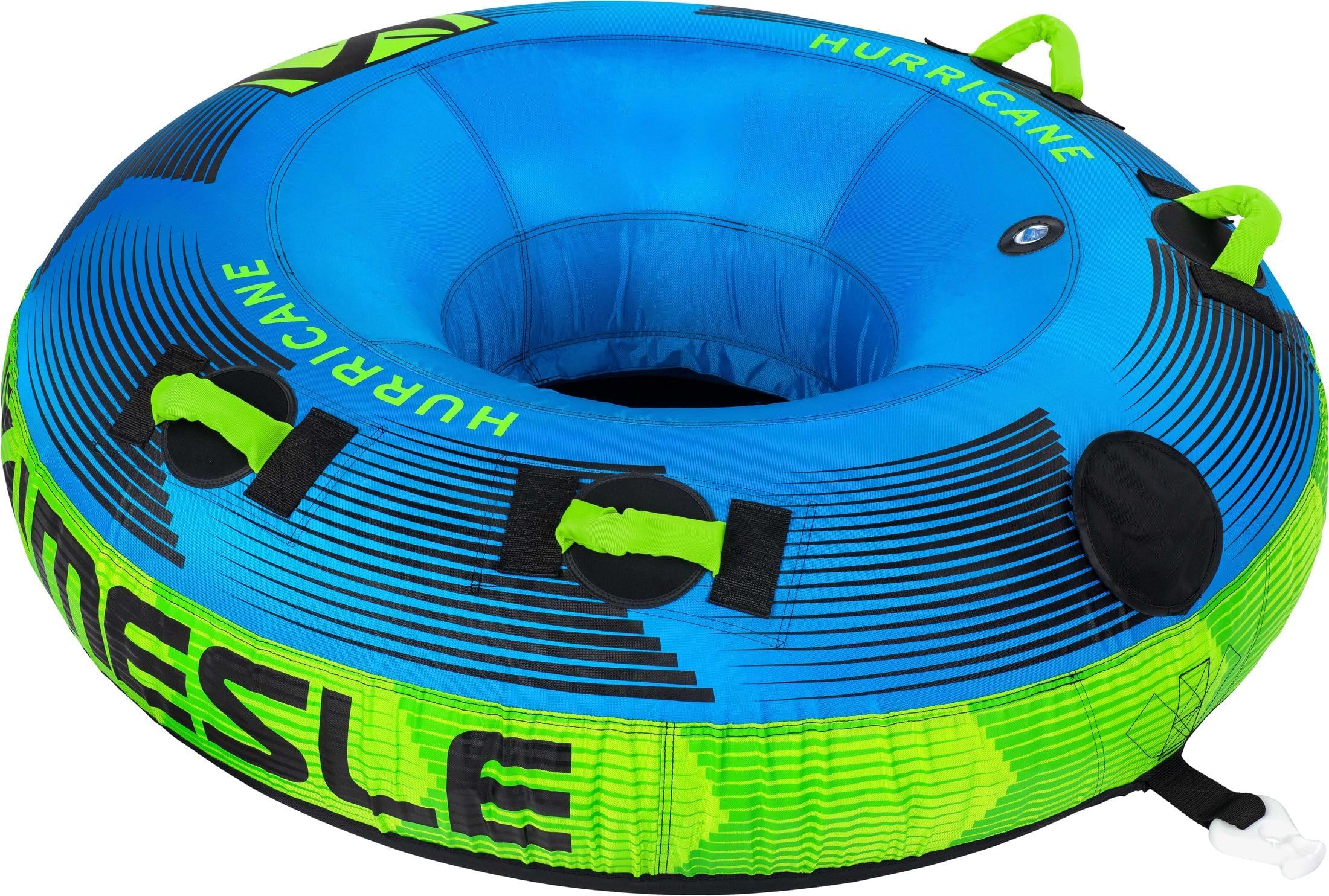 MESLE Towable Tube Hurricane 58'', 1-2 Person, Inflatable Donut Fun-Tube, 840 D Nylon, for Kids & Adults, Water Sports Water Ski Tube, incl. Repair Kit, to pull behind Boats and Jet-Skis