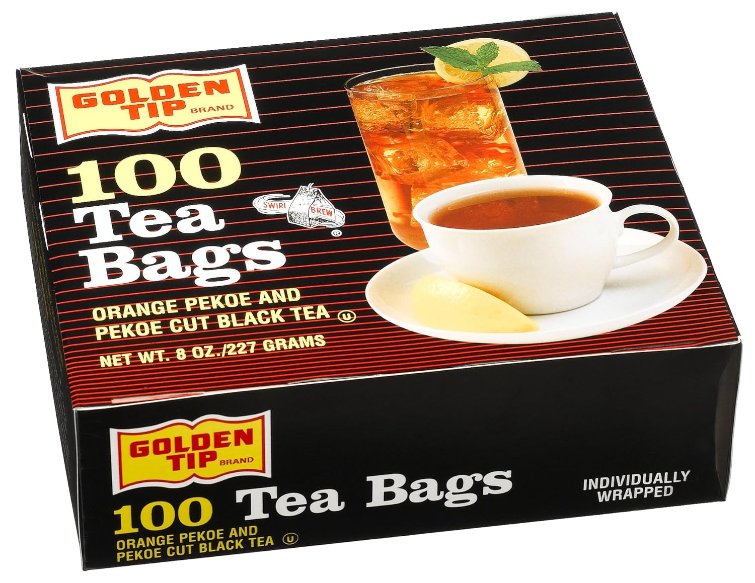 Golden Tip Tea Bags, Orange Pekoe and Black Tea, 100-Count Envelopes (Pack of 10)