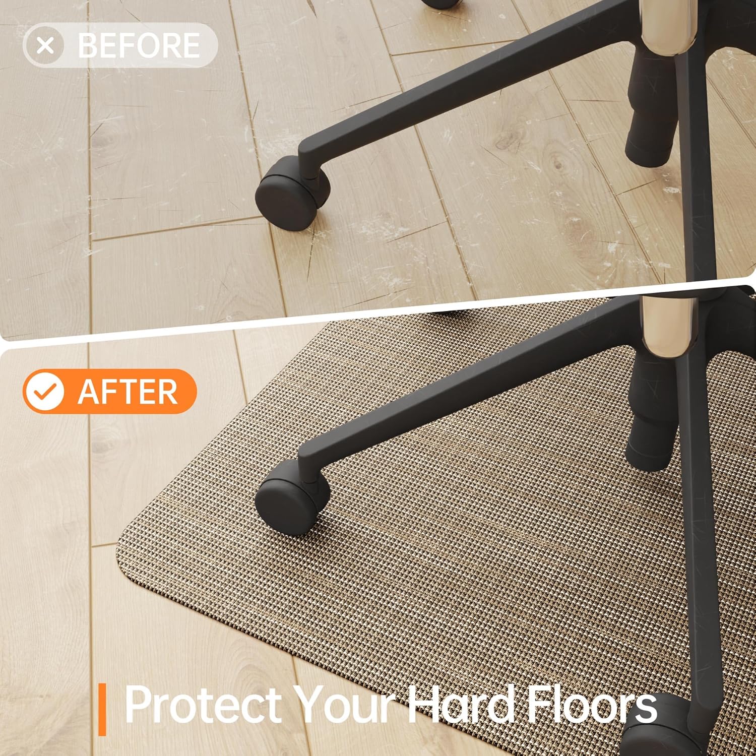 Office Chair Mat for Hardwood & Tile Floor, 36"x48" Computer Chair Mat, Non-Curve Anti Slip Hard Floor Protector for Rolling Chair, PVC Mat Desk Rug for Home Office