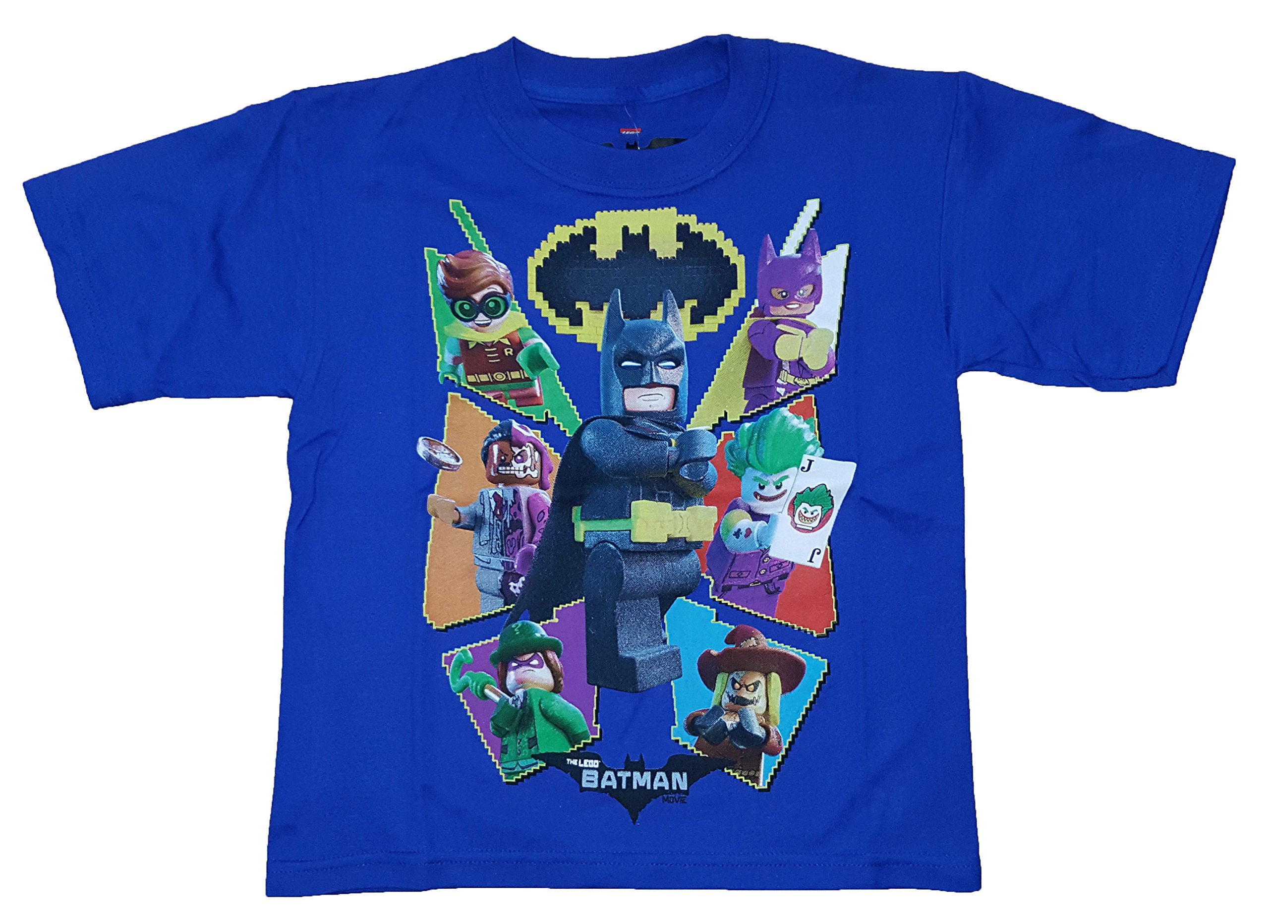 Boys DC Comics Lego Batman Movie Characters Blue Graphic T-Shirt - Large
