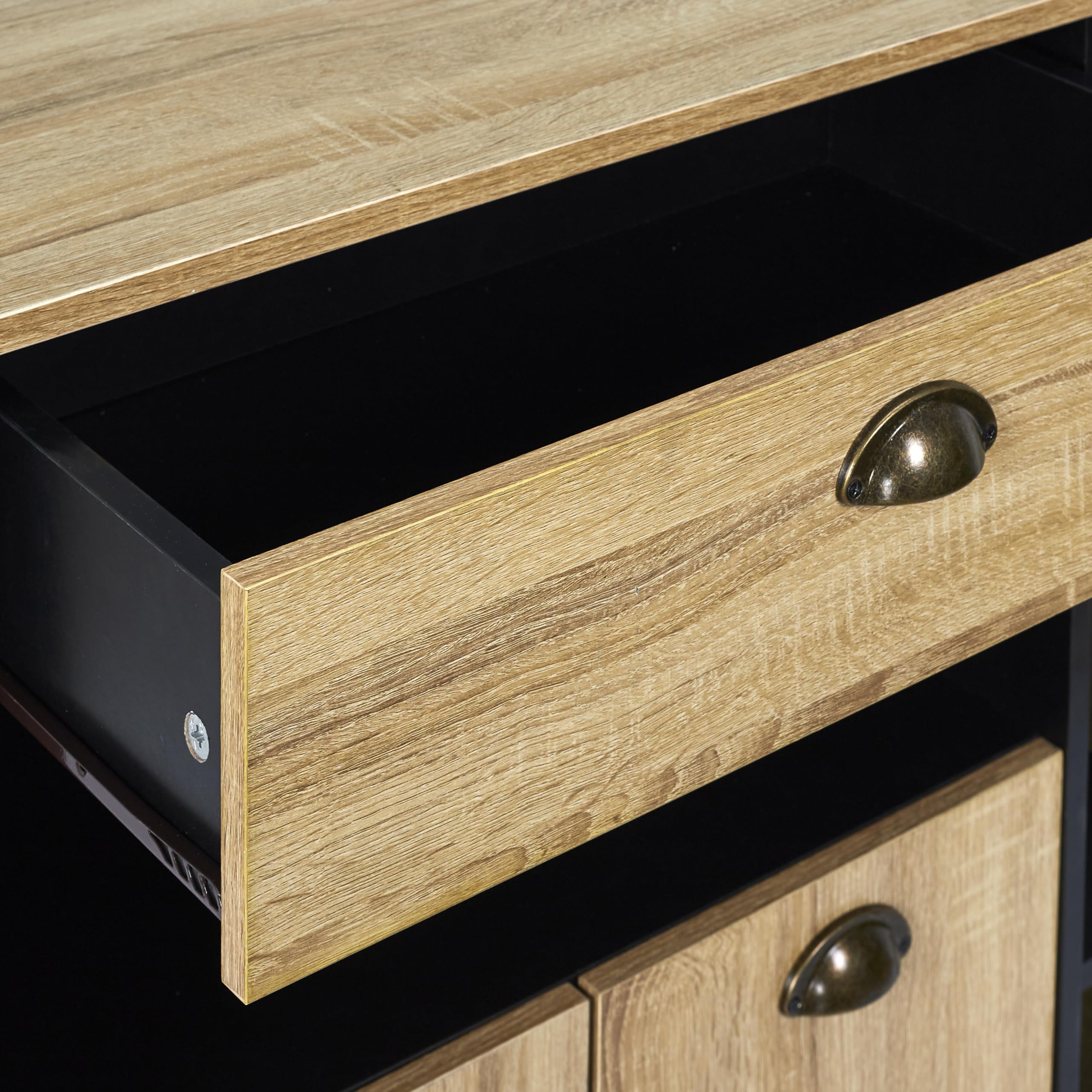 HOME DECO FACTORY Seifenspender Keramik Soft-Touch Schwarz | Küchenwagen, Holz, Mehrzweckaufbewahrung, auf Rollen, für Küche und Esszimmer, großes Modell, schwarz