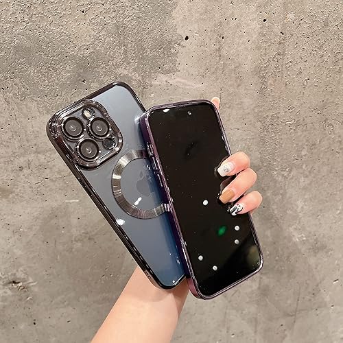 Miniatura 2 de Threehundred Funda magnética transparente para iPhone 12 Pro Max con protector de lente de cámara, protección completa MagSafe de silicona