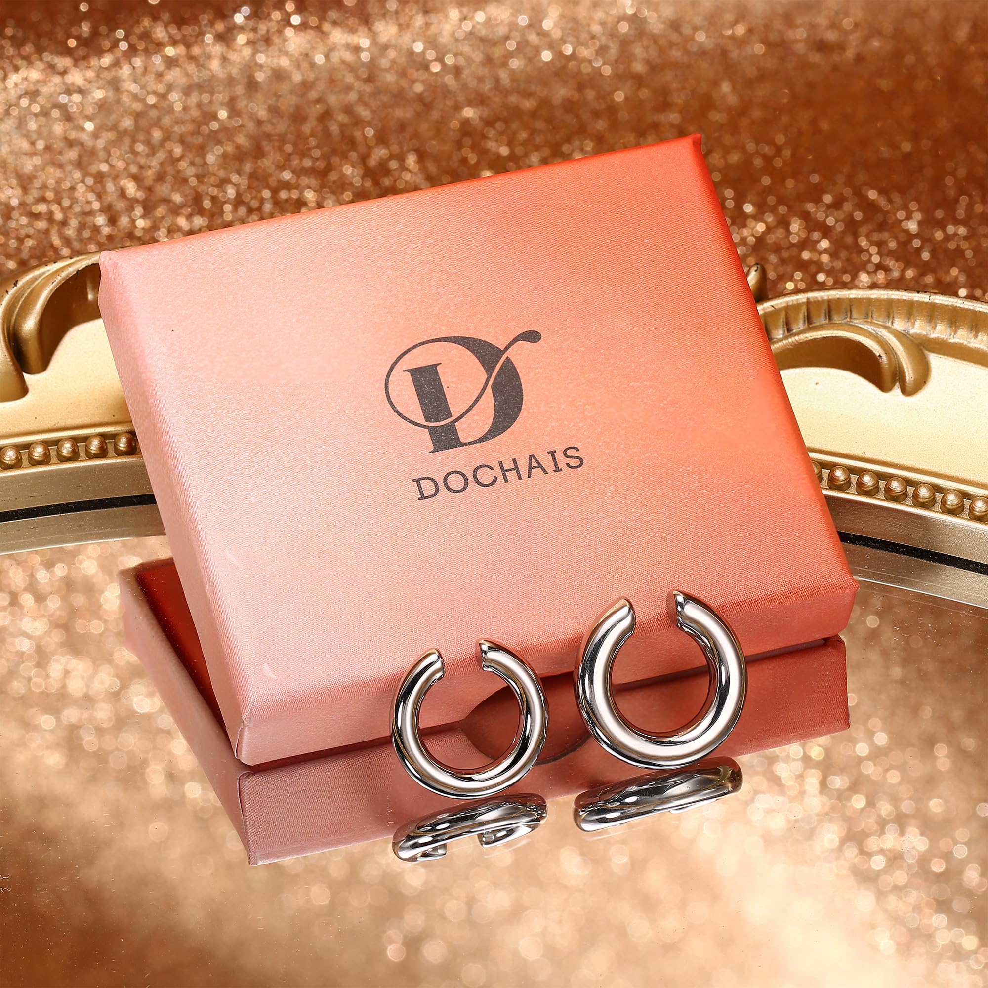 Dochais Ear Cuff Orecchini Non piercing, Orecchini Donna Chunky Earcuff Orecchini Senza Buco alla a clip per Cartilagine Orecchini a clip per Ragazze Ipoallergenici Regalo di Gioielli