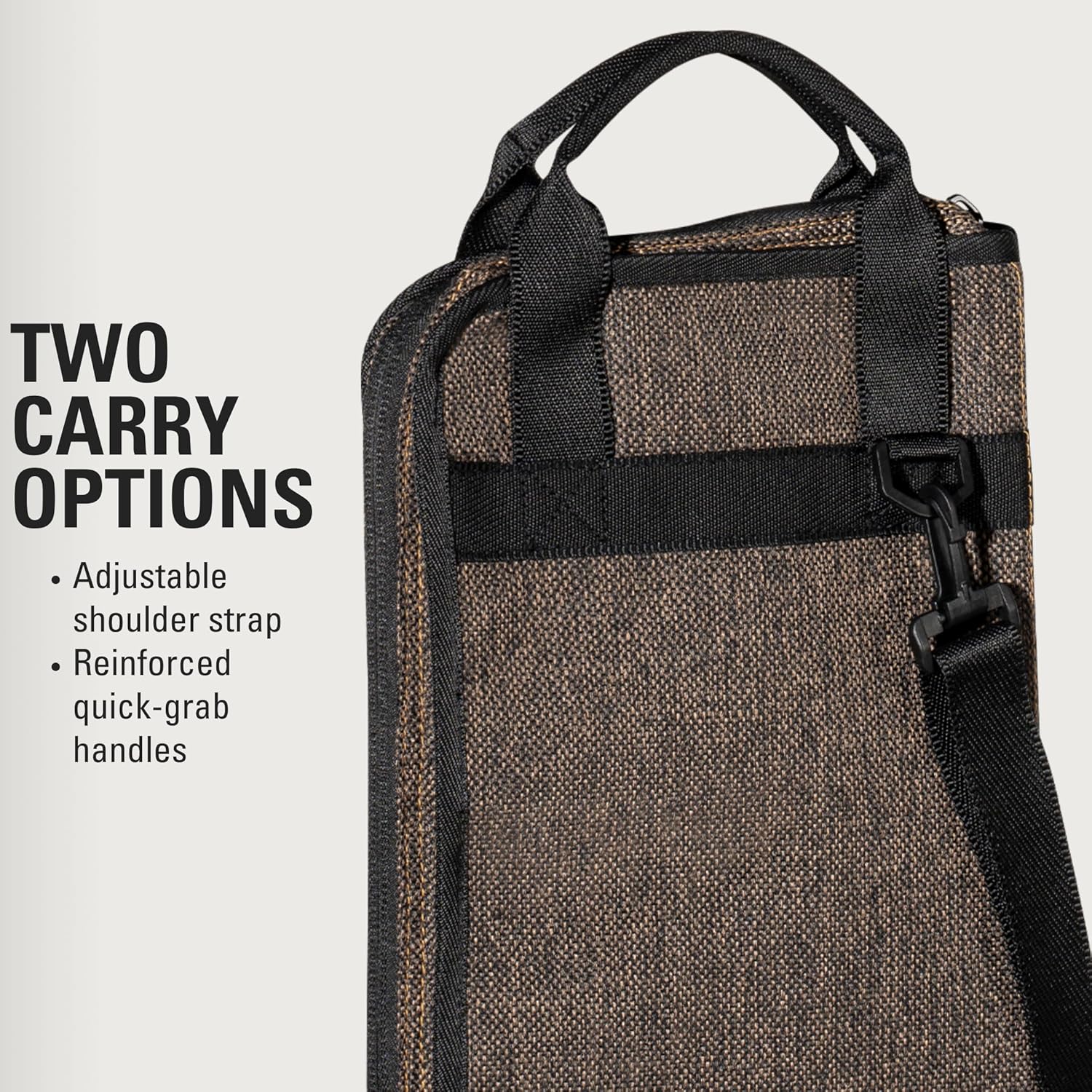 Drumstick Bag — Classic Woven — For Sticks, Mallets, Brushes and Rods, Heavy-Duty Fabric with Shoulder Strap Plus Floor Tom Hooks, 2-YEAR WARRANTY