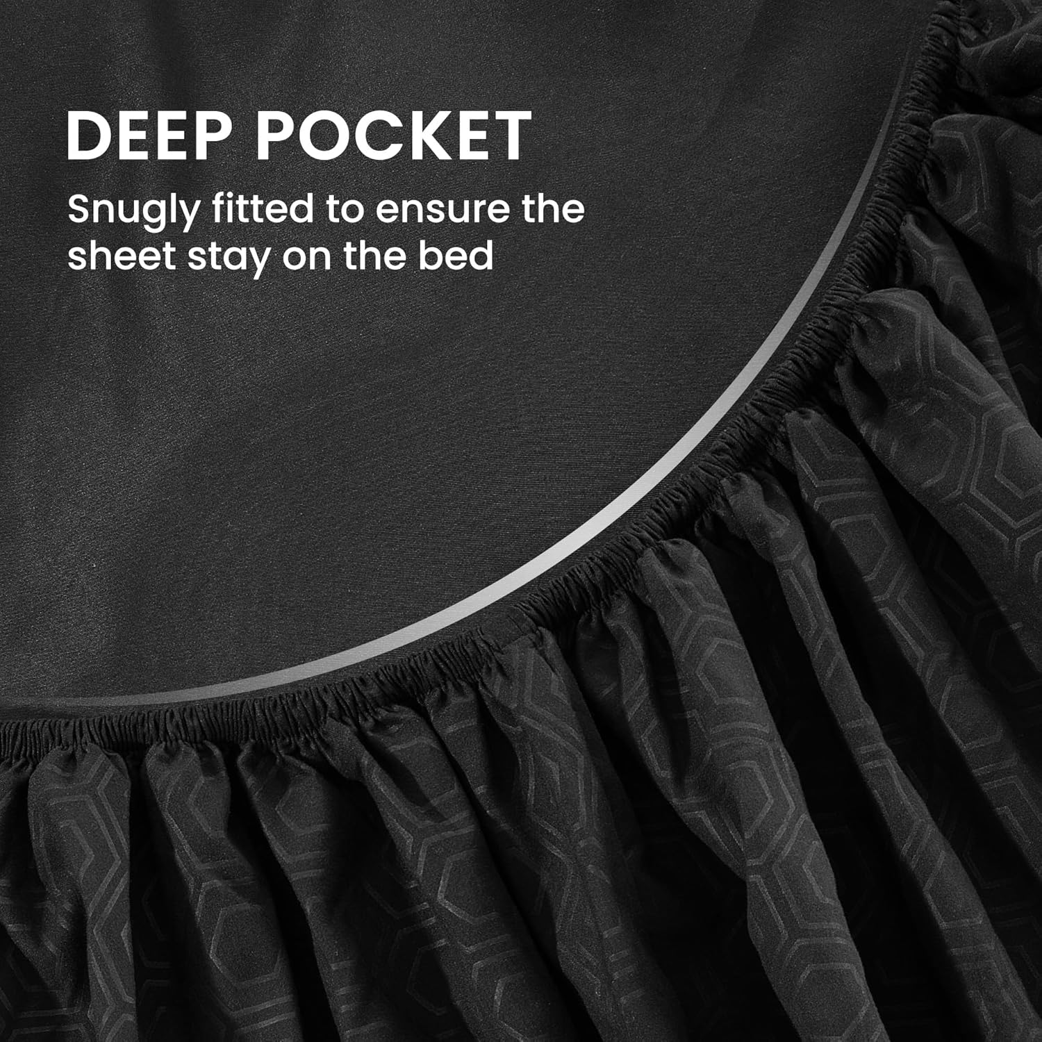 SLEEP ZONE Luxury Embossed Queen Sheets Set, Black Honeycomb Pattern Sheet & Pillowcase Sets 4 Piece - Super Soft, Wrinkle Free, Fade Resistant, Deep Pocket 16" (Black, Queen)