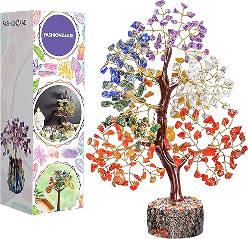 Miniatura 9 de Árbol de la vida de 7 chakras, piedras y energía, árbol de Feng Shui, flor turquesa de la vida, pirámide de cristal, decoración de piedra, árbol