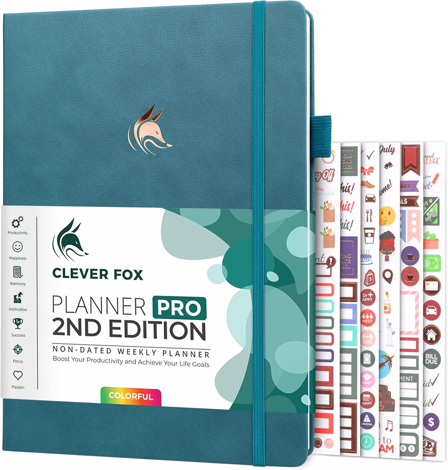 Clever Fox Planner PRO 2nd Edition – Undated Weekly Agenda Planner for Setting Goals, Tasks & Time Management – Life Organizer with To-do Lists & Habit Trackers – Large Format, 8.5x11″ (Dark Teal)