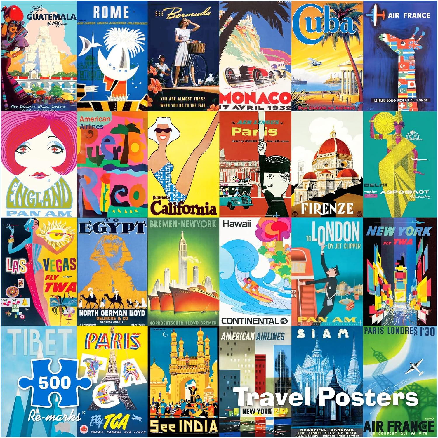 Re-marks Road Trip Vintage Signs 500-Piece Jigsaw Puzzle for All Ages
