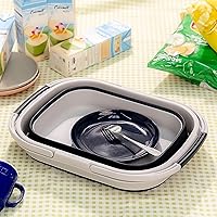 Vista 37 de SAMMART Collapsible Basket with Handle, 13L (3.4 Gallon), TPE & PP, White/Stone Blue, Modern Design