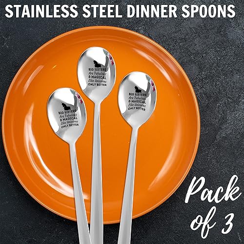 Miniatura 3 de big sister unicorn fabulous magical only better pony little girl Spoon Engraved Stainless Steel 3Pcs