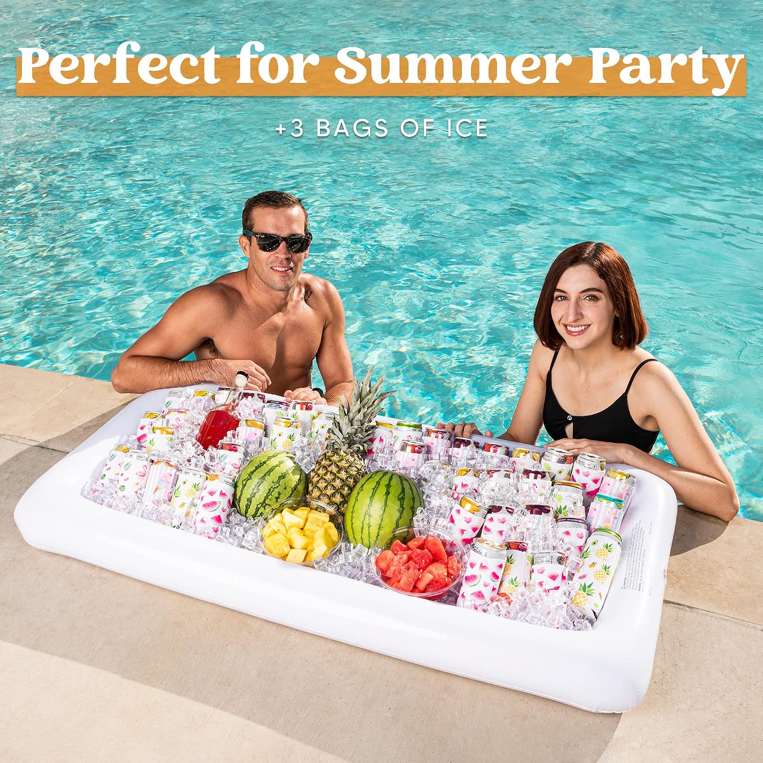 Inflatable Serving Bars with Drain Plug (3 Sets), Inflatable Cooler Ice Buffet Salad Serving Trays for Indoor Outdoor Summer Beach Luau Party, Picnic, and Pool Party