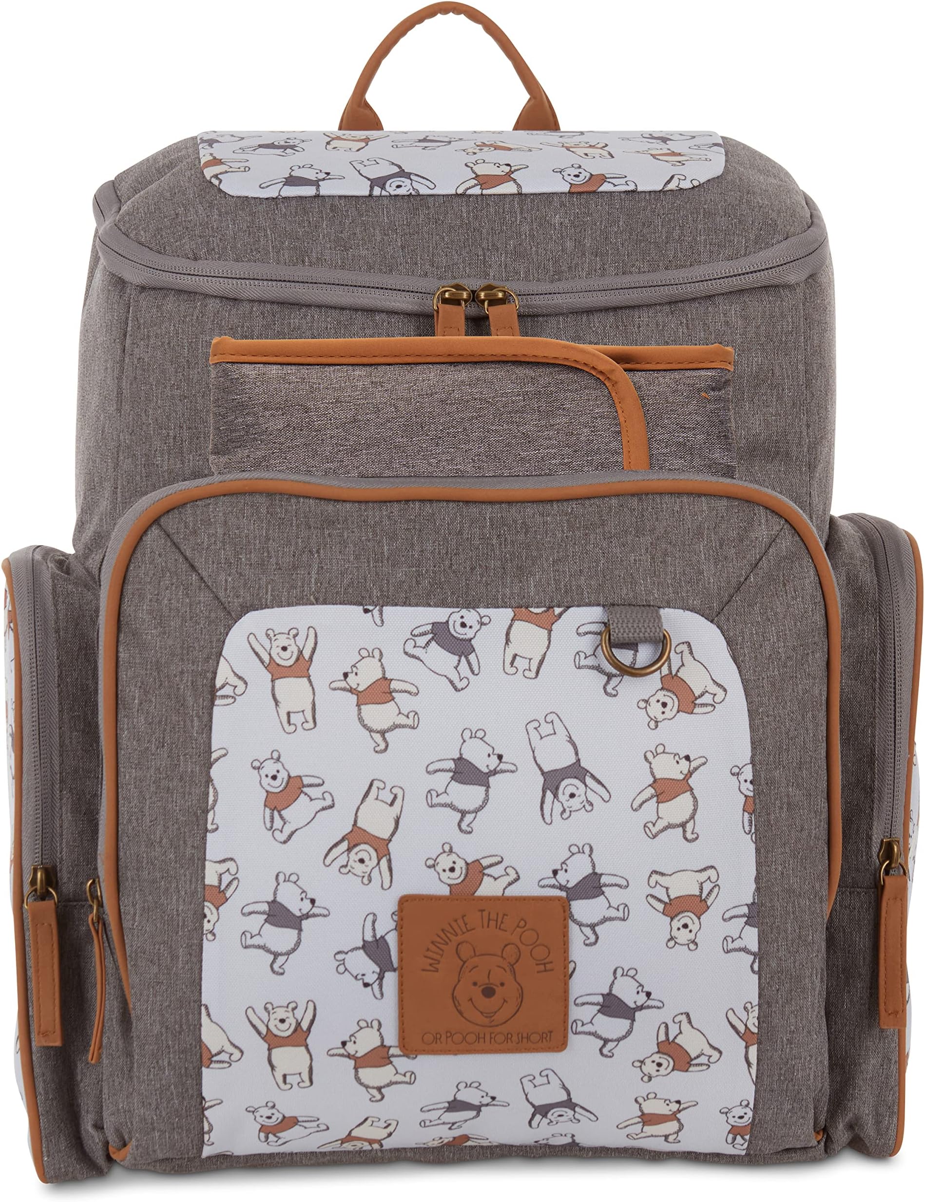 DisneyCudlie Baby Boys Jartop Backpack Diaper Bag in Winnie The Pooh Print, 16 Inch, Includes Changing Pad