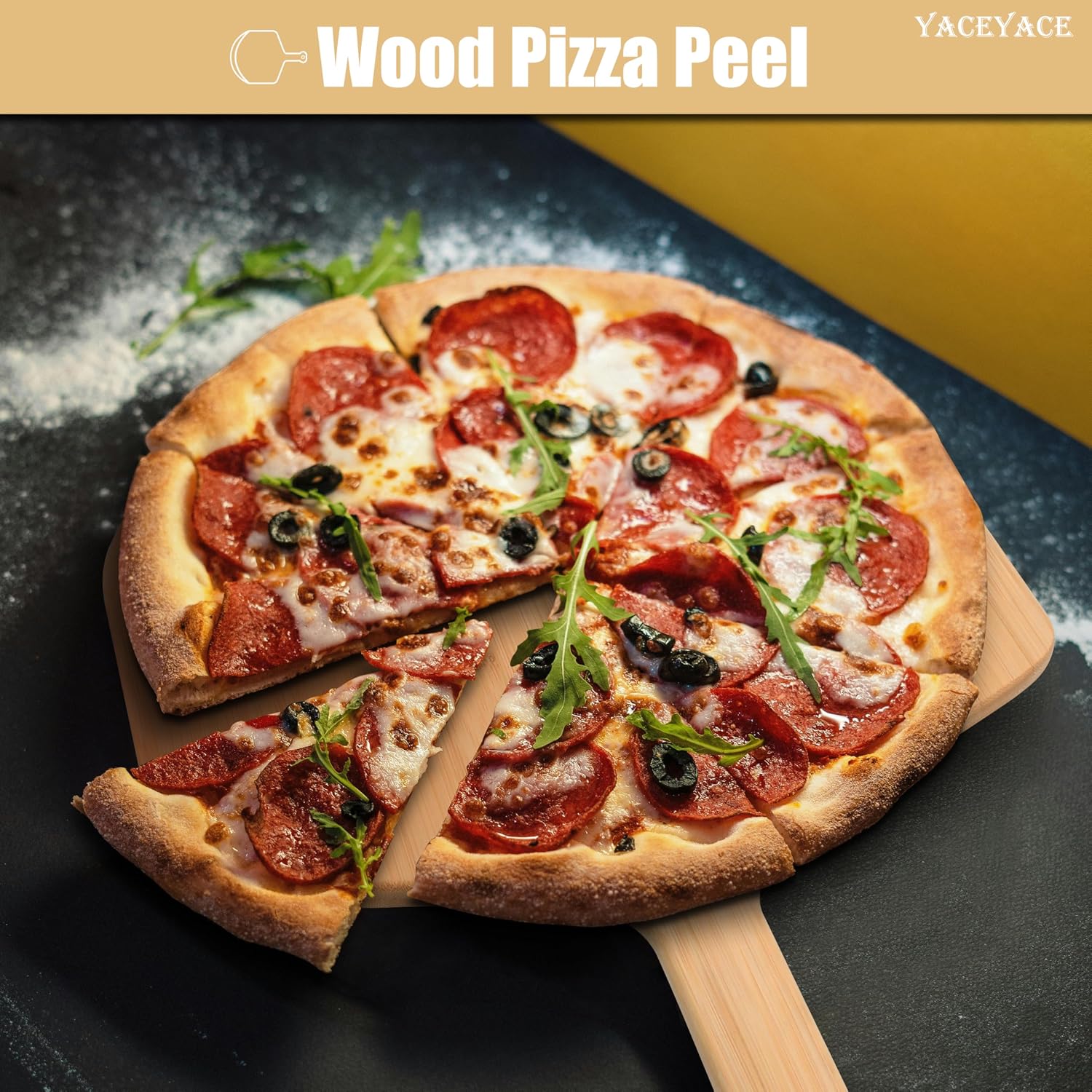Pizza Spatula Paddle 12 inch, 2Pcs Bamboo Pizza Peel, Bamboo Pizza Spatula Paddle Pizza Paddle