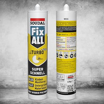 Soudal Super Fast White Elastomeric Adhesive, 290 ml, Water Resistant, Paste