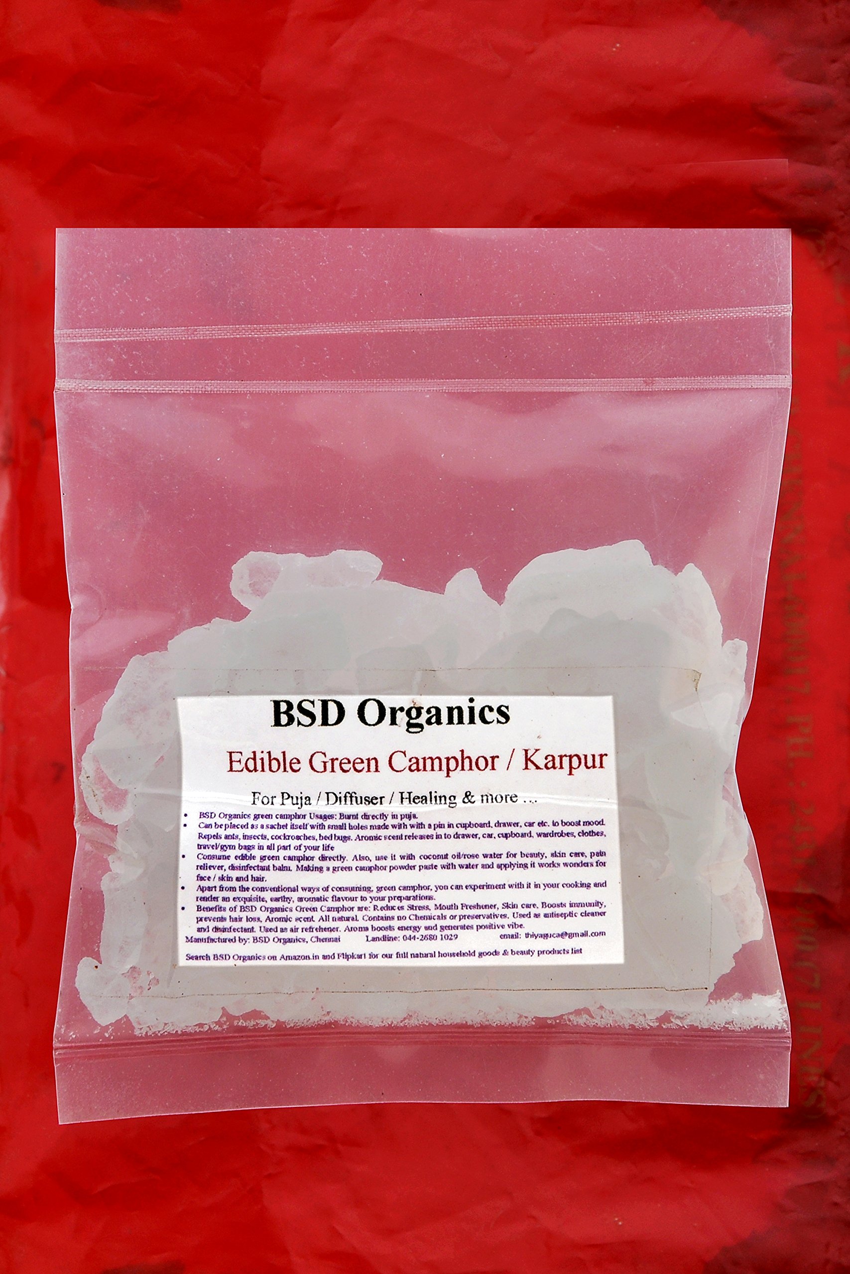 BSD Organics Edible Green Camphor/Karpur/karpooram for Puja/Diffuser/Healing & more - 200 gms (B078M3MV6B) Amazon Price History, Amazon Price Tracker