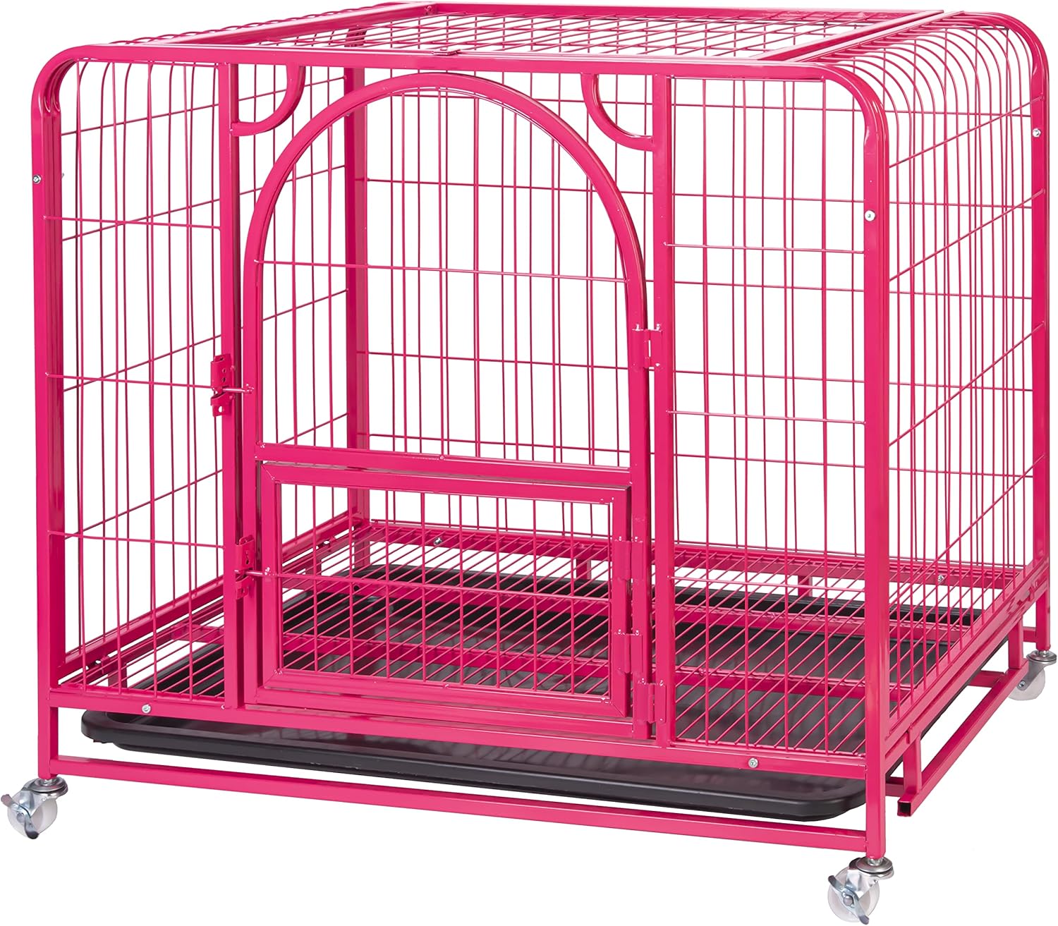 Jongee Heavy Duty Dog Crate Cage Strong Pink Metal Dog
