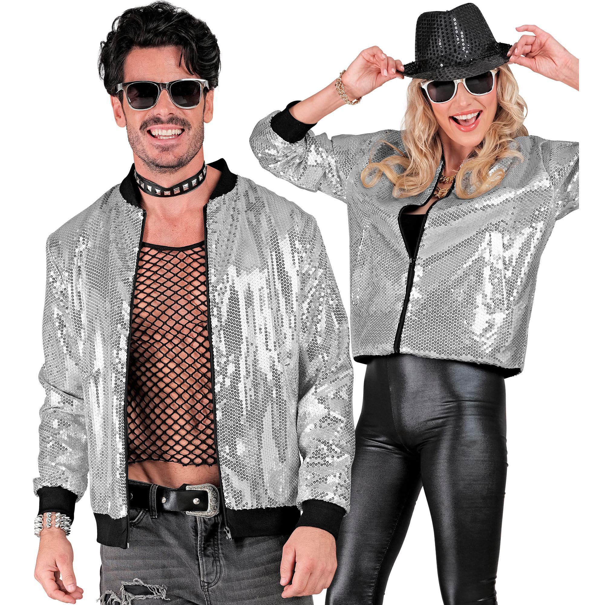 W WIDMANN MILANO Party Fashion - Cekinowa kurtka bomberka dla dorosłych, kostium na festiwal i karnawał
