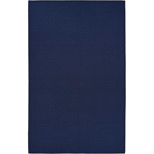 Garland Rug Town Square Navy Blue 9' x 12' Non Slip Area Rug for Living Rooms & Hallways, Stylish & Durable for High-Traffic Areas