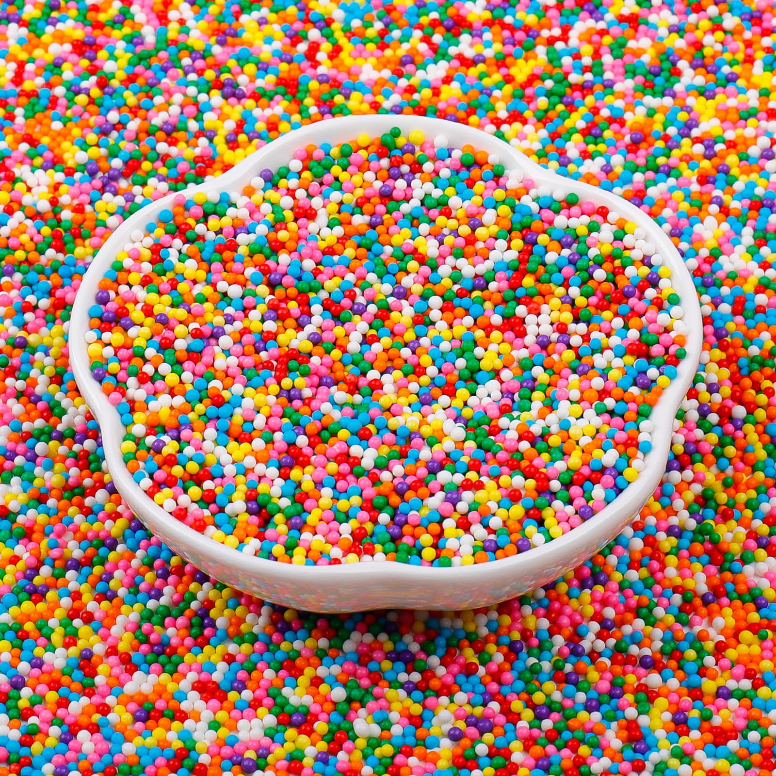 Perlas Arcoíris Comestibles (130g) - Fideos de Azúcar Multicolor Miniesferas de Azúcar para Decorar Helados, Pasteles, Tartas, Cupcakes y Magdalenas, Nonpareils Sprinkles