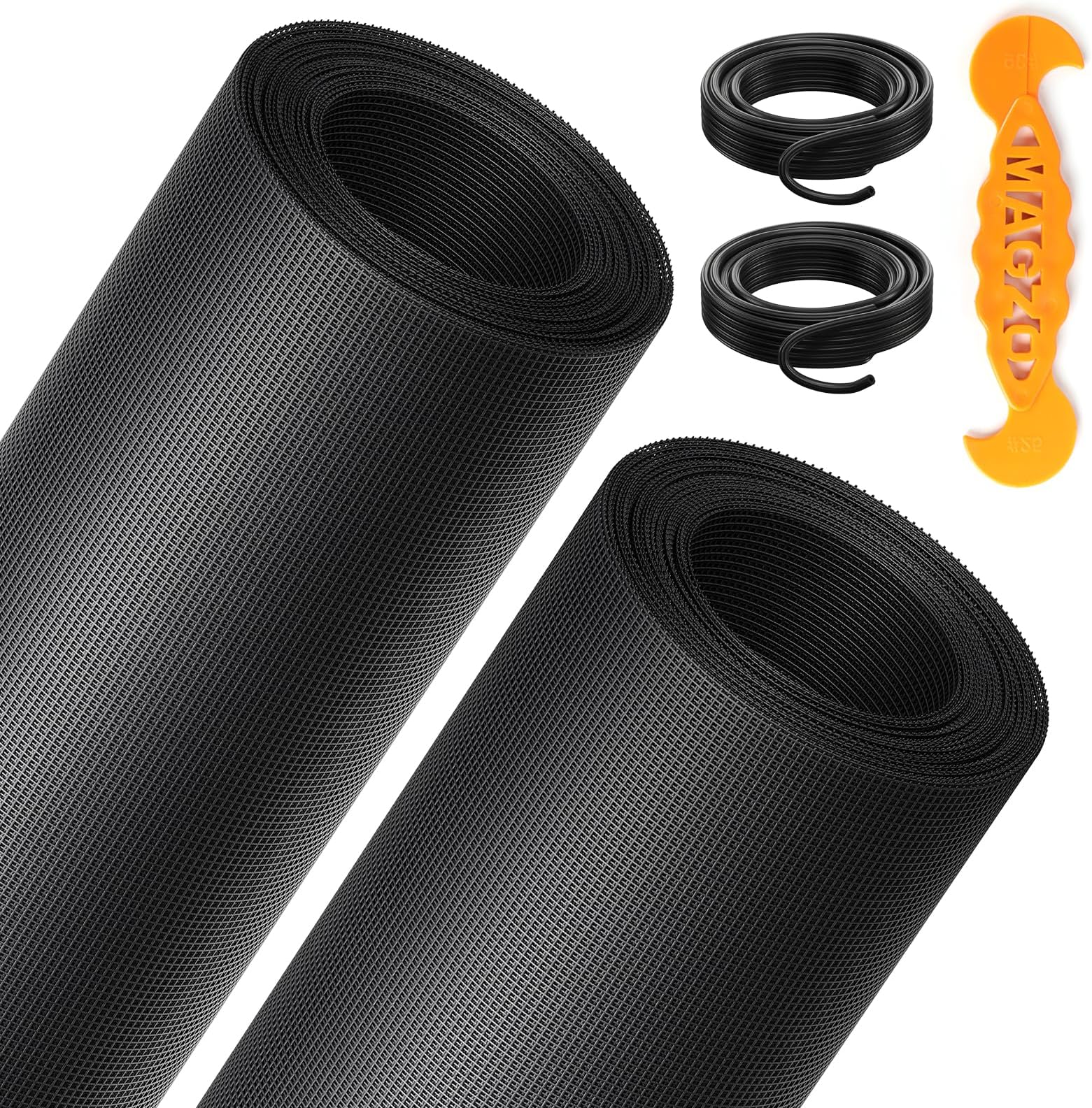 MAGZO2PACK Window Screen Replacement, 48"W x 99"L x 1/64"T, Durable Fireproof Material Friendly for Pets, DIY Adjustable Screen for Windows&Doors Fits Any Smaller Size (Black)