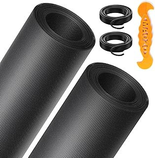 2PACK MAGZO Window&Door Screen Replacement Kit, 48''W x 99''L, with Retainer Spline (Total 65.6 FT) and Press-Fit Roller Tool, Scratch-Proof Polyester, Net Roll Repair for Sliding/House Windows, Black