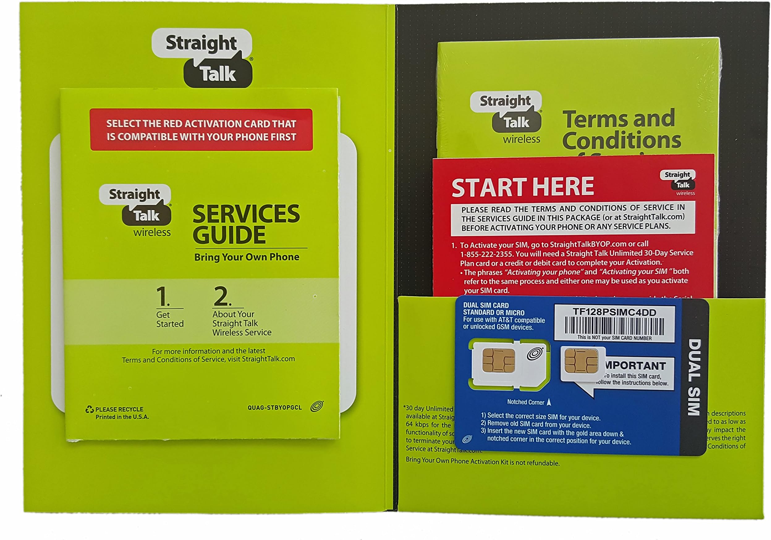 Straight Talk ST64PSIMC4BMB Sim Card (Micro Size) and Activation Instructions Card for AT&T & Unlocked GSM Phones (Sold by Peaceful Products)